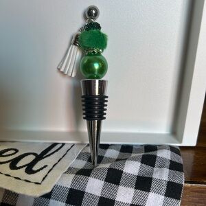Green and Silver Wine Bottle Stopper